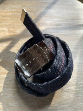 Esprit Denim belt with buckle and red stitching